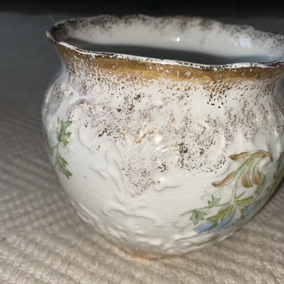 WARWICK Porcelain Pink Floral Ornate PLANTER JARDINIERE Gold Trim Old Antique - Picture 4 of 8